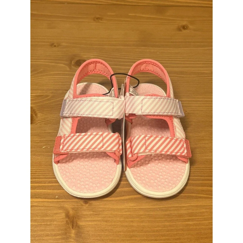 Wonder Nation Infant Toddler Girls Size 5 Sandals Pink Stripe Adjustable NWT